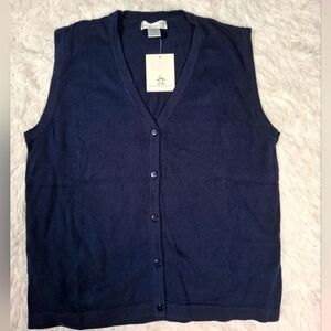 MUNSINGWEAR Penguin sweater vest Cardigan Women's 100% Cotton Blue Preppy Golf